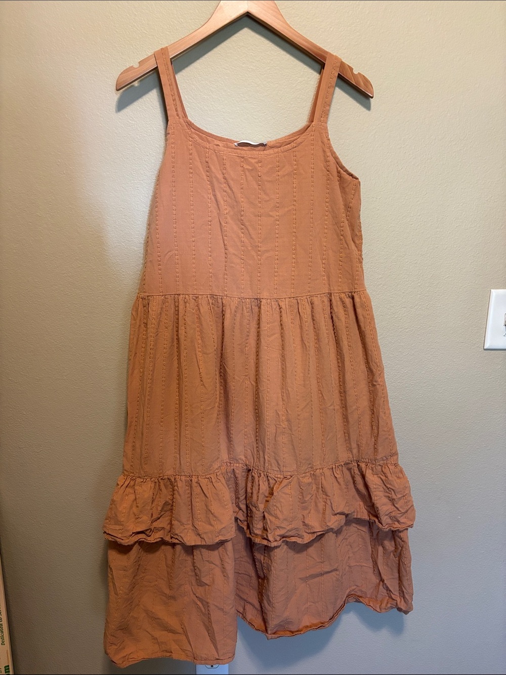 Ces Femme Peach Tiered Eyelet Dress